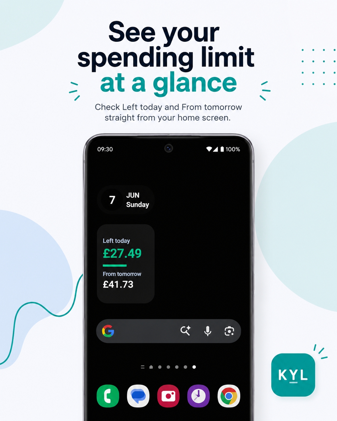 KYL home screen widget showing daily limit